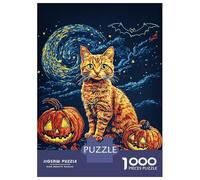 Adult Jigsaw Puzzles 1000 Pieces Halloween Cat & Pumpkins Jigsaws for Adults Fun Games But Fun And Humorous Challenging To Complete 52x38cm/1000pcs