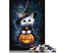 Adult Jigsaw Puzzles 1000 Pieces Halloween Witch Cat Puzzle Jigsaws for Adults& Teens Age 12 Years Up 1000pcs (75x50cm)