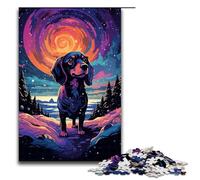 Adult Jigsaw Puzzles 1000 Pieces Handsome Dog with Hanging Ears Under The Night Sky Home Decoration Puzzle Toys Deal As Gifts for The Whole Family 75x50cm