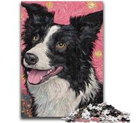 Adult Jigsaw Puzzles 1000 Pieces Happy Border Collie Teenager Puzzles,Stress Reliever Difficult Challenge Unique Home Decor And Gifts (38x26cm)