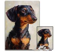 Adult Jigsaw Puzzles 1000 Pieces Happy Dachshund Wooden Puzzles for 14+ Difficult to Complete But Fun And Humorous Birthday Gift 50X75CM