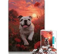 Adult Jigsaw Puzzles 1000 Pieces Happy English Bulldog,Decompressing Intellectual Educational Toy Is Ideal As Gifts for The Whole Family (38x26cm)