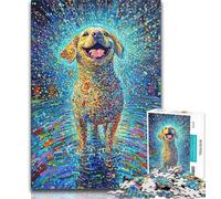 Adult Jigsaw Puzzles 1000 Pieces Happy Labrador,Help The Brain Exercise Addictive Toys to Cultivate Patience Perfect Decoration 75x50cm