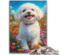 Adult Jigsaw Puzzles 1000 Pieces Happy White Bichon Frise Teenager Puzzles,Stress Reliever Difficult Challenge Unique Home Decor And Gifts (38x26cm)