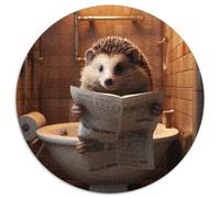 Adult Jigsaw Puzzles 1000 Pieces Hedgehog Reading Newspaper Round Jigsaw Puzzle 1000 Pieces Family Game Night, Home Decor & Brain Training Gift 67.5x67.5cm