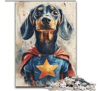 Adult Jigsaw Puzzles 1000 Pieces Hero Dachshund, Toys Educational Games Stress Relieving Enhance Love between Couples (Size 26x38cm)