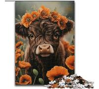 Adult Jigsaw Puzzles 1000 Pieces Highland Cow 1000 Pieces Puzzles for Adults for Birthdays, Holidays, Space Party Decorations (Size 26x38cm)