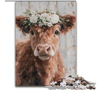Adult Jigsaw Puzzles 1000 Pieces Highland Cow 1000 Pieces Puzzles for Adults for Birthdays, Holidays, Space Party Decorations (Size 50x75cm)