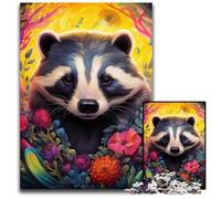 Adult Jigsaw Puzzles 1000 Pieces Honey Badger Flowers Jigsaw Puzzles for Adults High-Difficulty Brain Teaser for Teenagers 50x75CM/19.68x29.52inch