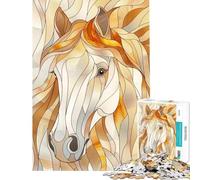 Adult Jigsaw Puzzles 1000 Pieces Horse Animal Gold Decor for Birthday, Chrismas Precision Cutting Hands-on Game for Age 14+ Game (38x52cm)