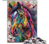 Adult Jigsaw Puzzles 1000 Pieces Horse Graffiti 1000 Piece Jigsaw for Home Decor, Family Fun, Ages 14+ (Size 26x38cm)