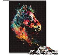 Adult Jigsaw Puzzles 1000 Pieces Horse Watercolor Jigsaw Puzzles Made of cardboard,Educational & Fun Indoor Game for Home Decor 1000pcs(26x38cm)