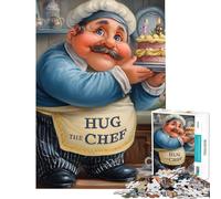 Adult Jigsaw Puzzles 1000 Pieces Hug The Chef with Birthday Cake for Birthday, Chrismas Precision Cutting Hands-on Game for Age 14+ Game (38x26cm)