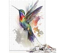 Adult Jigsaw Puzzles 1000 Pieces Hummingbird Watercolor Wooden Puzzle Jigsaws for Adults Sustainable Puzzle for Adults | Games 1000pcs (75x50cm)