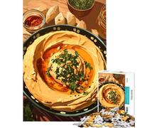 Adult Jigsaw Puzzles 1000 Pieces Hummus Bowl with Toppings And Sides Relaxing Games Challenging Game Toys Gifts For Birthdays Difficult Challenge (size 50x75cm)