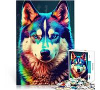Adult Jigsaw Puzzles 1000 Pieces Husky Colorful Spielzeug für die ganze Familie Lernspiel für Geburtstag, Weihnachten38x26cm