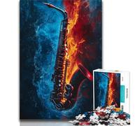 Adult Jigsaw Puzzles 1000 Pieces Ice And Fire Saxophone 1000 Piece Puzzle,Challenging Family Activity Games DIY Toy for Home Wall Decor Gifts (size 38x26cm)