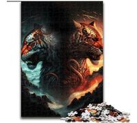 Adult Jigsaw Puzzles 1000 Pieces Ice And Fire Tiger Jigsaw DIY Decoration, Brain Challenge, for Adult, Family, (size : 26x38cm)