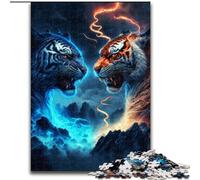 Adult Jigsaw Puzzles 1000 Pieces Ice And Fire Tiger Jigsaw Perfect for Family Fun on Christmas, Thanksgiving, Birthdays & Easter (size : 26x38cm)