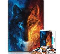 Adult Jigsaw Puzzles 1000 Pieces Ice And Fire Wolf 1000 Piece Puzzle,Challenging Family Activity Games DIY Toy for Home Wall Decor Gifts (size 38x26cm)