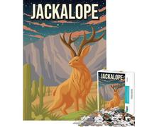 Adult Jigsaw Puzzles 1000 Pieces Jackalope Cryptid Cryptozoology Desert Poster Addictive Toys to Cultivate Patience Family Game Improve Memory Great Gifts (Size 38x26cm)