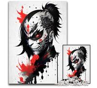 Adult Jigsaw Puzzles 1000 Pieces Japan Ink Style Oni FaceImpossible Jigsaw Puzzles for Adults Adult Game Gift Family Interactive Game Brain Challenge Gift 1000 PCS(38x26cm)
