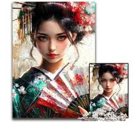 Adult Jigsaw Puzzles 1000 Pieces Japanese Geisha Cardboard Jigsaw Puzzles for Birthdays, Holidays, Best for Christmas 26X38CM