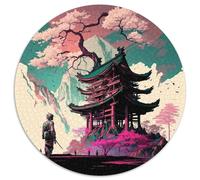 Adult Jigsaw Puzzles 1000 Pieces Japanese Temple Round Cardboard Puzzles for Mother'S Day,Birthdays,Christmas 67.5x67.5 cm