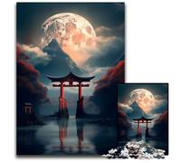 Adult Jigsaw Puzzles 1000 Pieces Japanese Torii Gate Moon Impossible Jigsaw Puzzles for Adults Relax & Challenge, Colorful Home Decor Art, for Friends 26X38CM/10.23x14.96inch