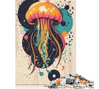 Adult Jigsaw Puzzles 1000 Pieces Jellyfish Abstract Art Colorful Jellyfish Pop Art Print Unique Ocean-Inspired Decor Wood Puzzle Jigsaws for Adults Teenagers Age 14+ 1000pcs (75x50cm)