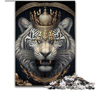 Adult Jigsaw Puzzles 1000 Pieces King Tiger Golden Art Deco Puzzles for Adults size 26x38cm for Mother'S Day, Birthdays, Christmas