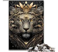 Adult Jigsaw Puzzles 1000 Pieces King Tiger Golden Art Deco, Suitable for Ages 14 And Up Home Educational Games DIY Toys Artwork Gift (Size 26x38cm)