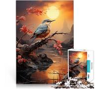 Adult Jigsaw Puzzles 1000 Pieces Kingfisher with sun Schwierig und herausfordernd einzigartiges Herausforderungsspiel52x38cm