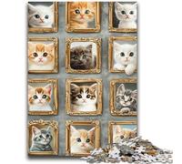 Adult Jigsaw Puzzles 1000 Pieces Kitten Collage Stress Reliever Staycation Kill Time Perfect Decoration for Age 14+ 50x75cm