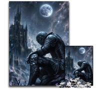 Adult Jigsaw Puzzles 1000 Pieces Knight Under A Full Moon Impossible Jigsaw Puzzles for Adults Educational Brain Teaser Artistic Home Office Decor 14 Age 1000 PCS(38x26cm)