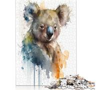 Adult Jigsaw Puzzles 1000 Pieces Koala Watercolor Design Paper Puzzles for Adults Sustainable Puzzle Games 1000pcs (38x26cm)