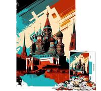 Adult Jigsaw Puzzles 1000 Pieces Kremlin of Moscow Pop Art Difficult And Challenge Presents for Women Toy Wall Decor for Age 14+ Game (38X26cm)