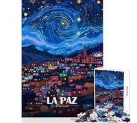 Adult Jigsaw Puzzles 1000 Pieces La Paz, Bolivia, Starry Night Illustration 1000 Piece Jigsaws Home Decoration Toys Great Gifts And Toys Improve Memory (38x26cm)