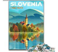 Adult Jigsaw Puzzles 1000 Pieces Lake Bled Slovenia, Help The Brain Exercise Addictive Toys to Cultivate Patience Perfect Decoration 26x38cm