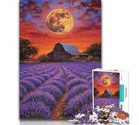 Adult Jigsaw Puzzles 1000 Pieces Lavender Under The Moon,Educational Games Home Decoration Educational Game for Birthday,Chrismas (75x50cm)