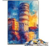 Adult Jigsaw Puzzles 1000 Pieces Leaning Tower of Pisa at Sunset, Family Entertainment Toys Is Ideal As Gifts for The Whole Family for 14+ (Size 26x38cm)