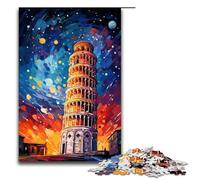 Adult Jigsaw Puzzles 1000 Pieces Leaning Tower of Pisa Is Surrounded by Splatters in Style Home Decoration Puzzle Toys Deal As Gifts for The Whole Family 75x50cm