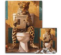 Adult Jigsaw Puzzles 1000 Pieces Leopard on The Toilet Cardboard Puzzles for 14+ Difficult to Complete But Fun And Humorous Birthday Gift 26X38CM
