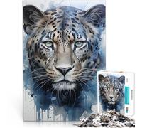 Adult Jigsaw Puzzles 1000 Pieces Leopard Watercolor Portrait Relax Games is ideal as a gift for the whole family 26x38cm