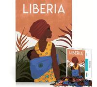 Adult Jigsaw Puzzles 1000 Pieces Liberia Africa Ideal Cut Decor Brain Teaser Gift Idle Fun Time Birthday Hobby Gift (50x75cm)
