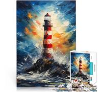 Adult Jigsaw Puzzles 1000 Pieces Lighthouse in the storm Brain intelligence challenge addictive toys Birthday Present, Gifts, Wall Art 50x70cm