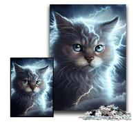 Adult Jigsaw Puzzles 1000 Pieces Lightning Cosmic Cat Jigsaw Puzzles for Adults, 1000 Piece Family Activity Game for Teenager, DIY Home Decor Brain Teaser Gift Size 50x75cm