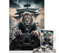 Adult Jigsaw Puzzles 1000 Pieces Lion Captain at The Helm Jigsaw Puzzles for Teenagers Pattern Assembly Difficult And Challenge Challenging Family Fun Game (50x75cm)