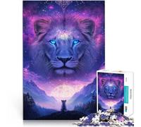 Adult Jigsaw Puzzles 1000 Pieces Lion & Cat in Cosmic Landscape Made of cardboard，for age 14+ Play toys Christmas Birthday Gifts 。size：38x52cm/14.96x20.47inch