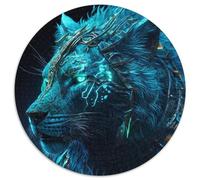 Adult Jigsaw Puzzles 1000 Pieces Lion Wolves Round Cardboard Puzzles for Mother'S Day,Birthdays,Christmas 67.5x67.5 cm